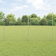 Ograda od lančanih veza s postom 25 x 1,2 m Srebrna Mreža