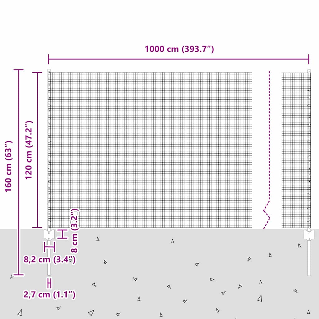 Zavarena žičana ograda s postom 10 x 1,2 m Srebrna Mreža