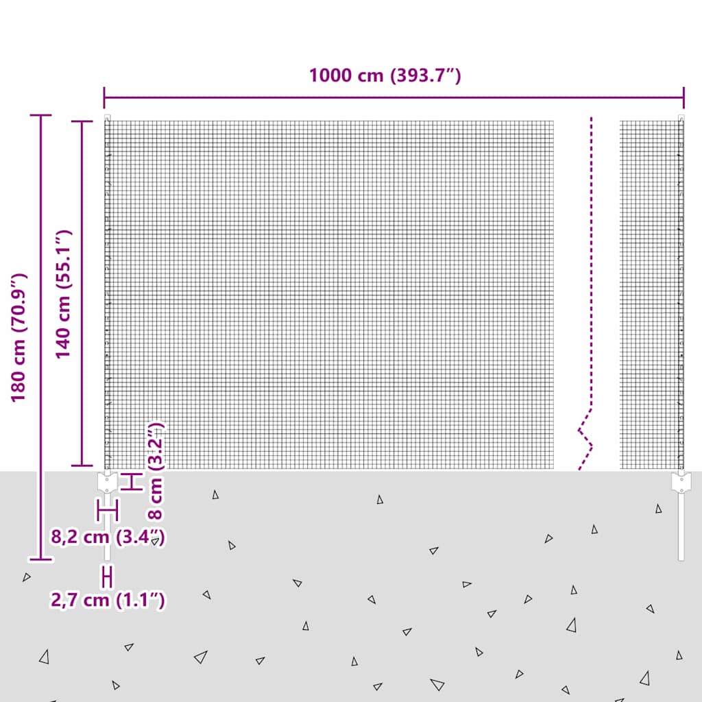 Zavarena žičana ograda s postom 10 x 1,4 m Srebrna Mreža