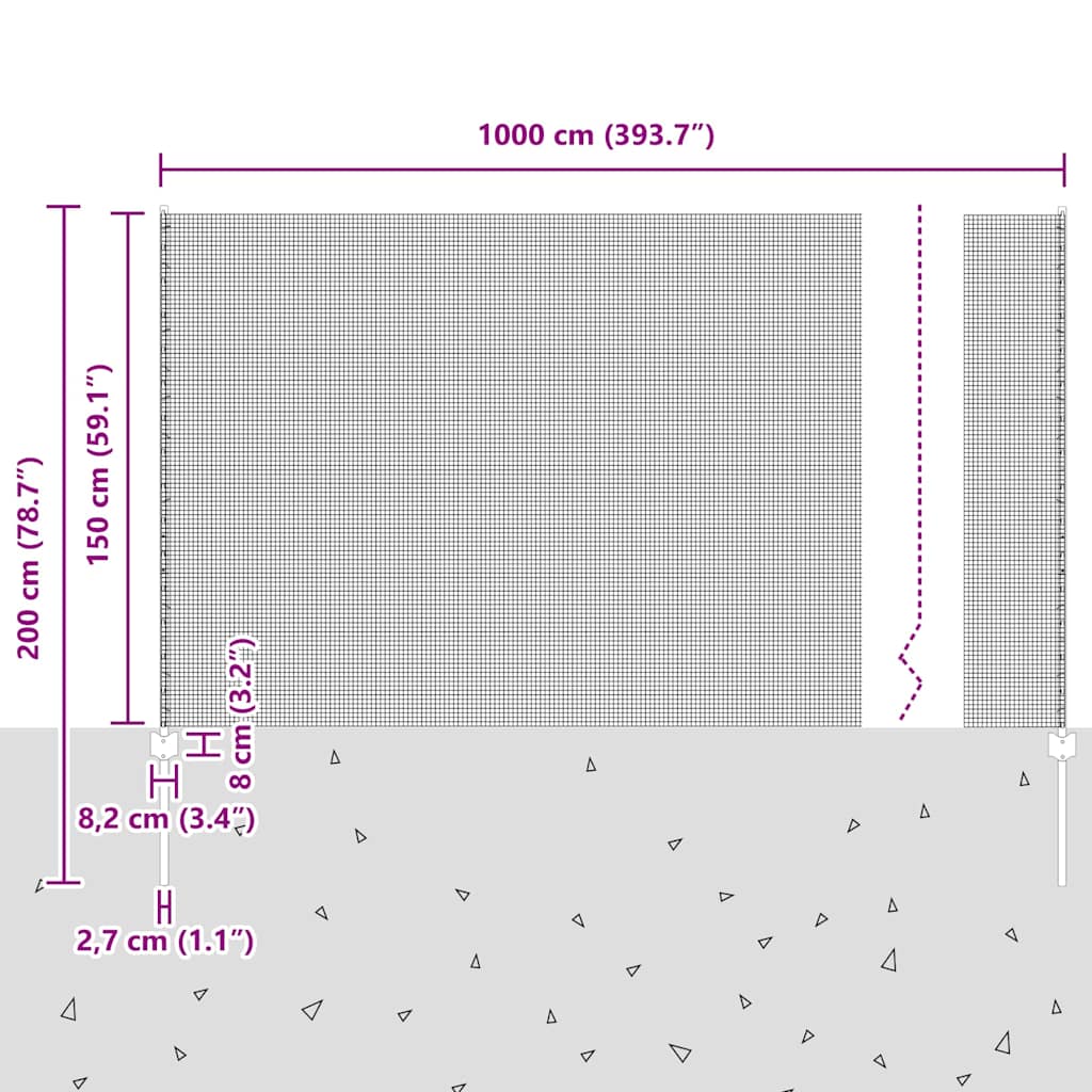 Zavarena žičana ograda s postom 10 x 1,5 m Srebrna Mreža