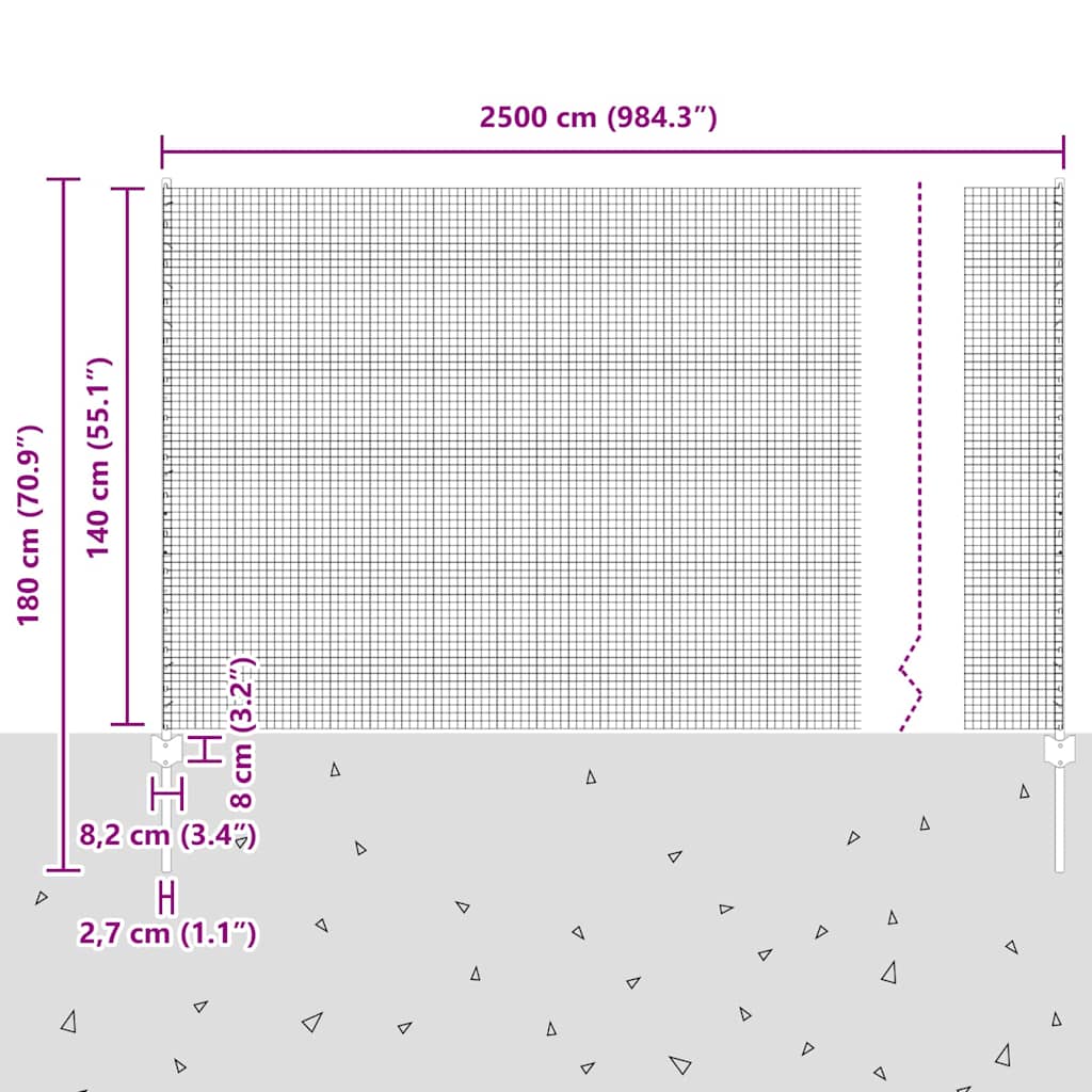 Zavarena žičana ograda s postom 25 x 1,4 m Srebrna Mreža