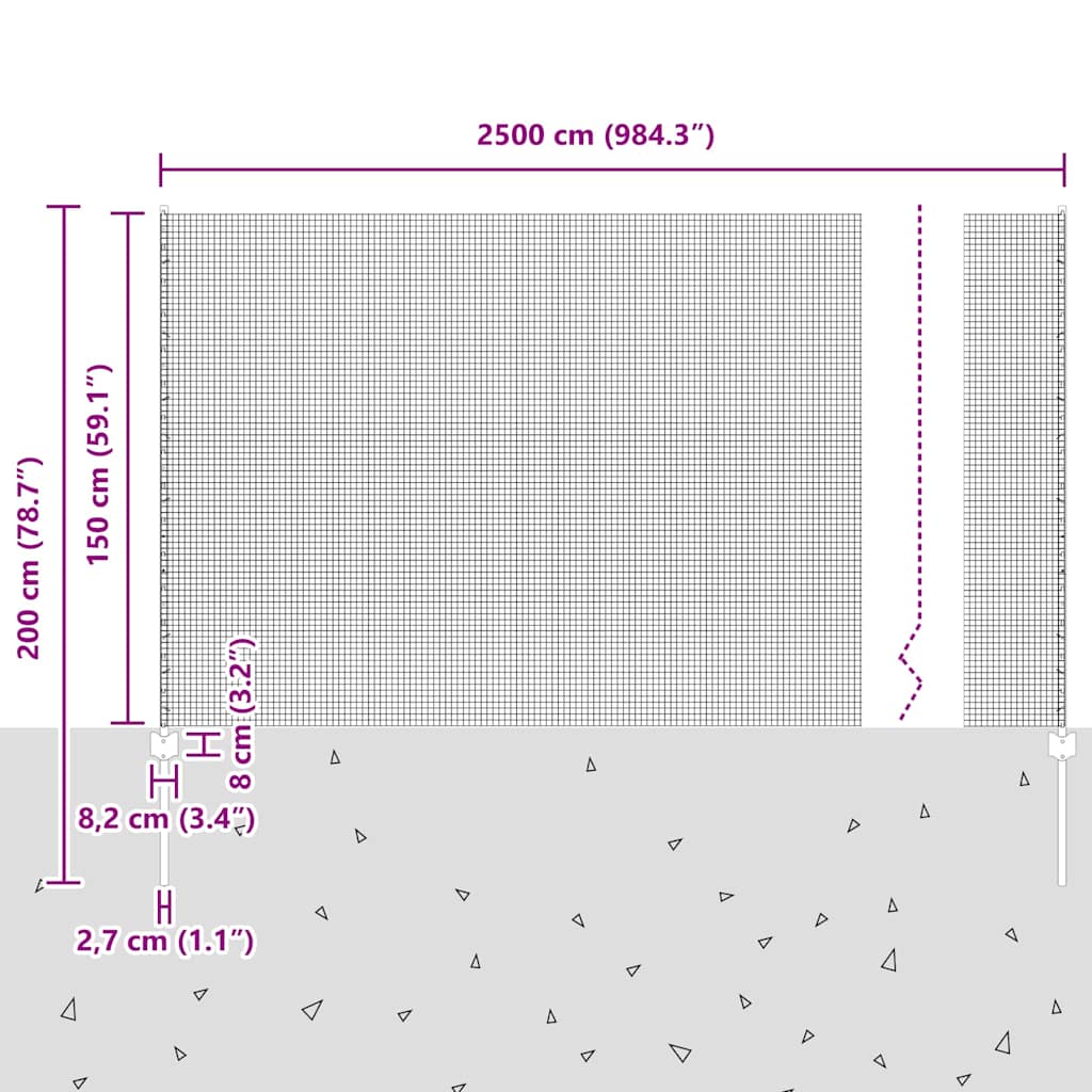 Zavarena žičana ograda s postom 25 x 1,5 m Srebrna Mreža