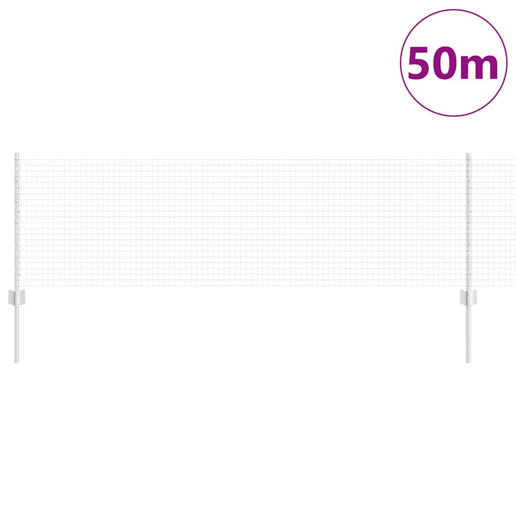 Zavarena žičana ograda s postom 50 x 0,6 m Srebrna Mreža