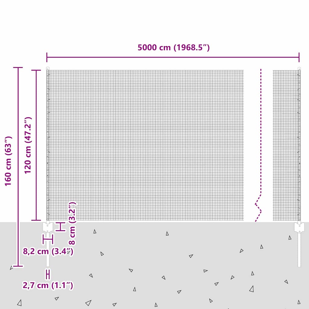 Zavarena žičana ograda s postom 50 x 1,2 m Srebrna Mreža