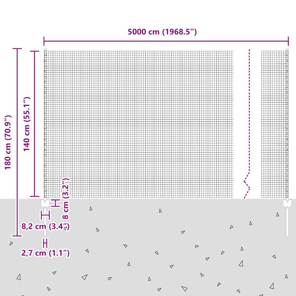 Zavarena žičana ograda s postom 50 x 1,4 m Srebrna Mreža