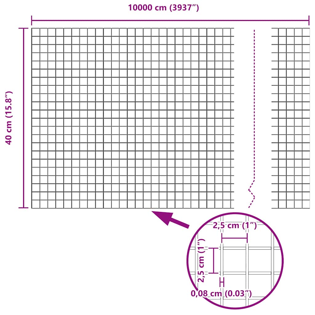 Zavarena žičana ograda s postom 100 x 0,4 m Srebrna Mreža
