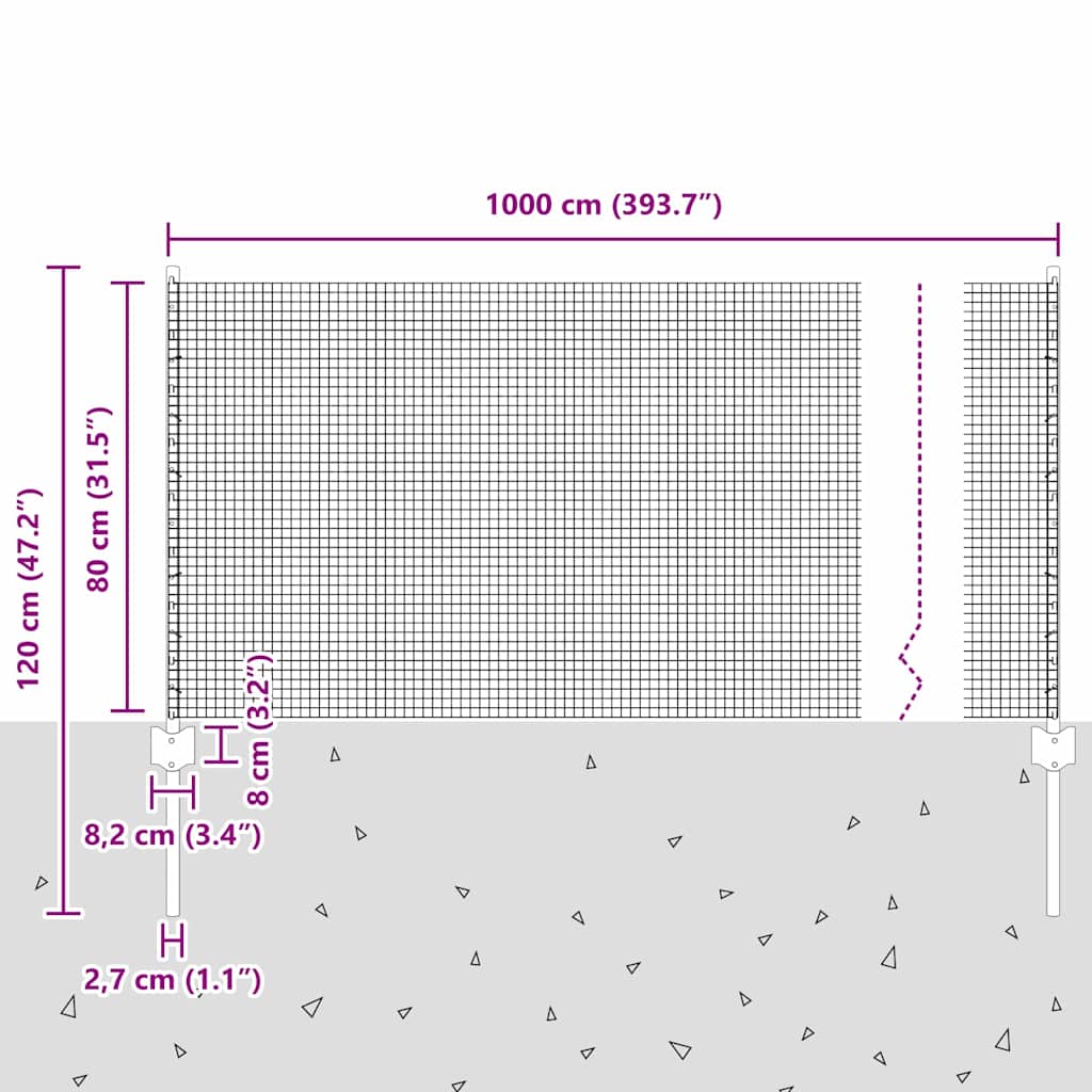 Zavarena žičana ograda s postom 10 x 0,8 m Zelena Mreža