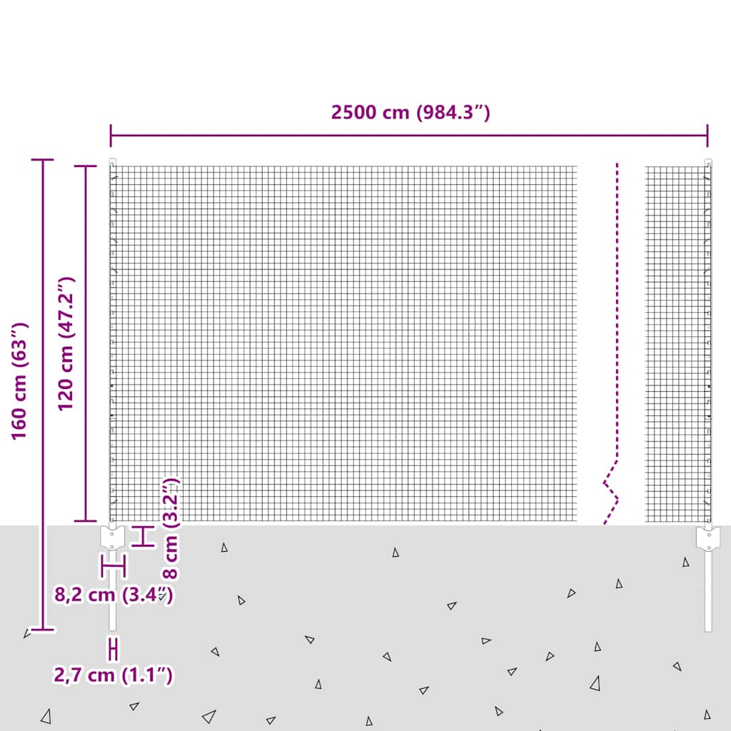 Zavarena žičana ograda s postom 25 x 1,2 m Zelena Mreža