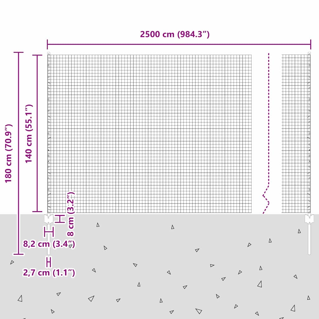 Zavarena žičana ograda s postom 25 x 1,4 m Zelena Mreža