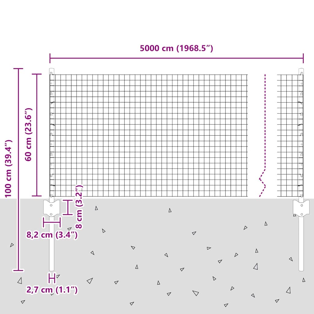Zavarena žičana ograda s postom 50 x 0,6 m Zelena Mreža