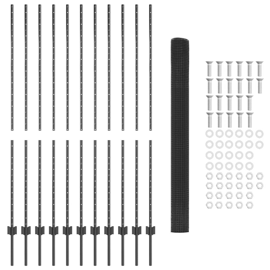 Zavarena žičana ograda s postom 25 x 1,6 m Siva Mreža