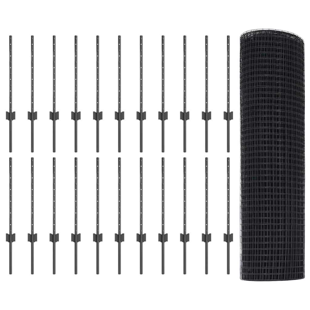 Zavarena žičana ograda s postom 50 x 0,6 m Siva Mreža