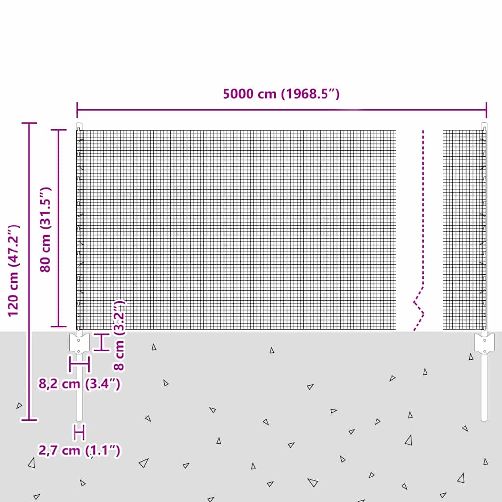 Zavarena žičana ograda s postom 50 x 0,8 m Siva Mreža