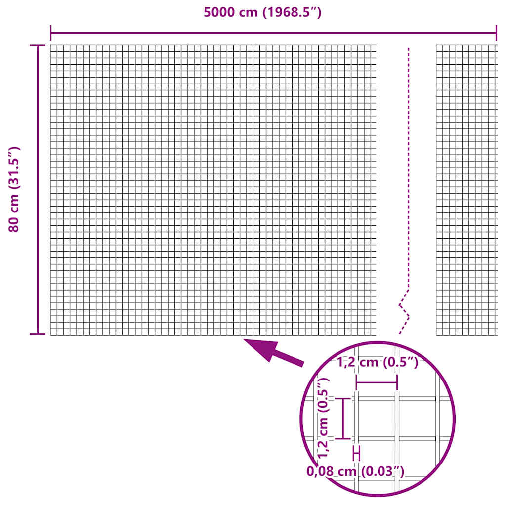 Zavarena žičana ograda s postom 50 x 0,8 m Siva Mreža