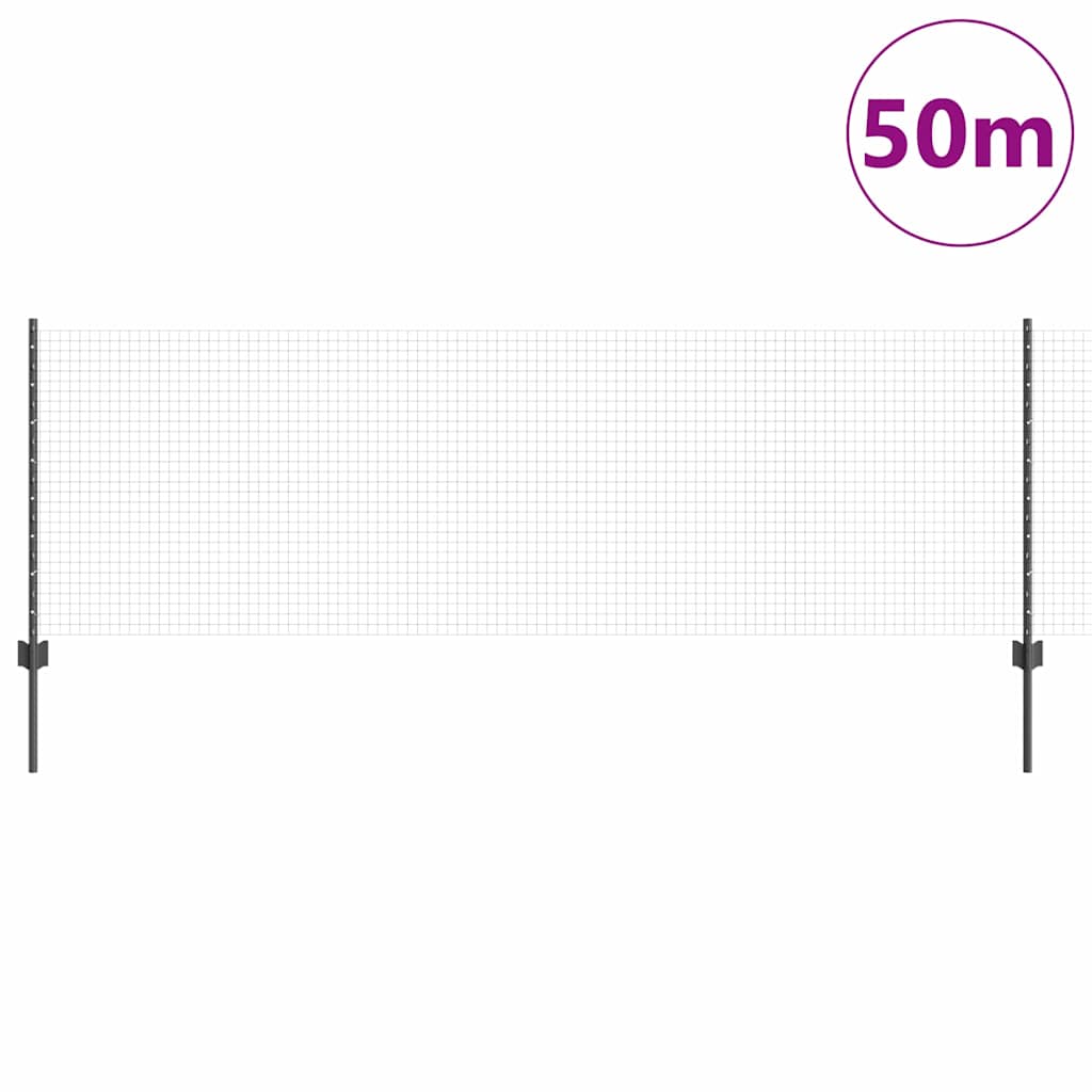 Zavarena žičana ograda s postom 50 x 0,8 m Siva Mreža