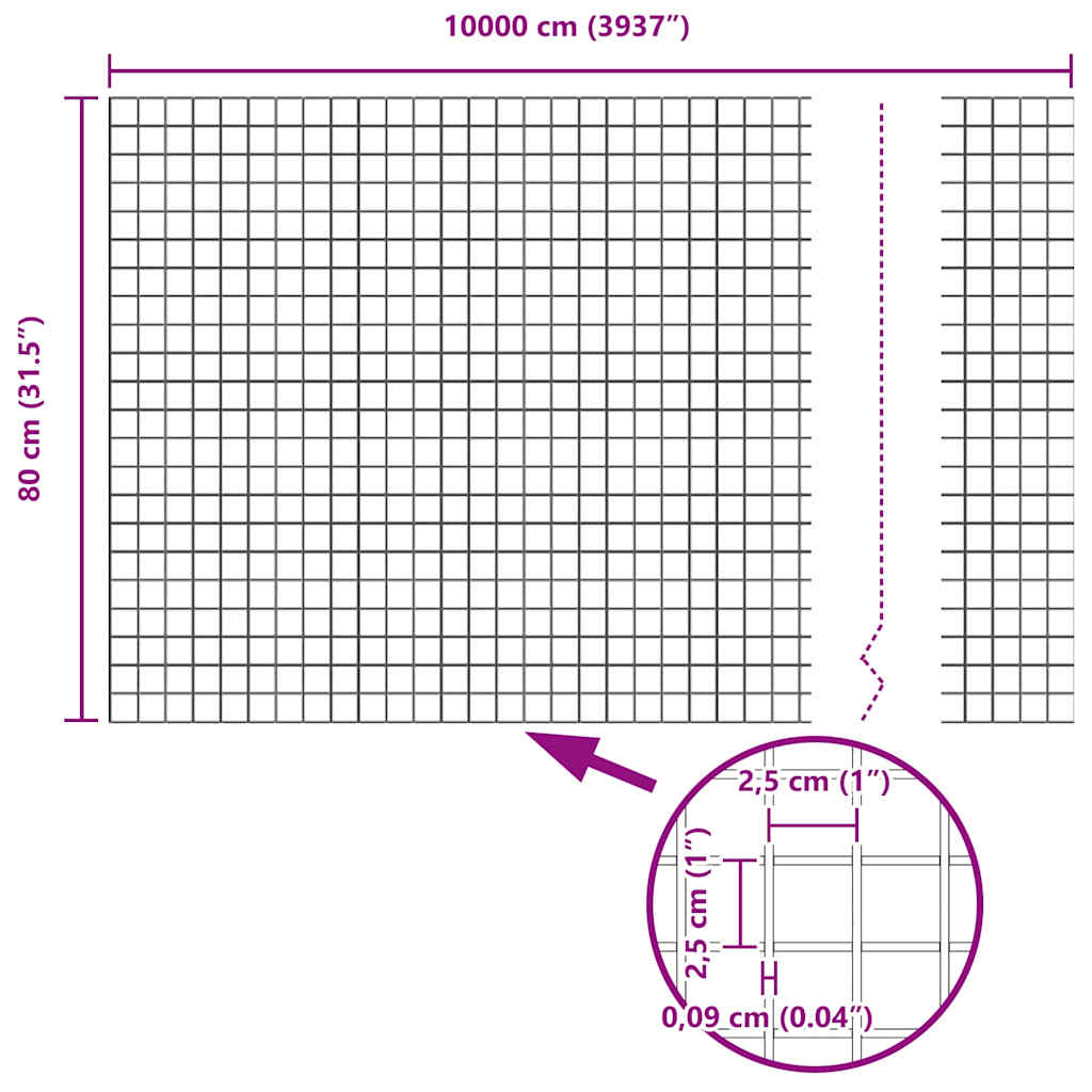 Zavarena žičana ograda s postom 100 x 0,8 m Siva Mreža