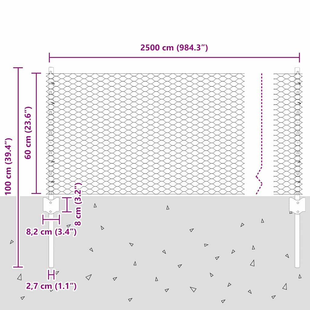 Zavarena žičana ograda 25 x 0,6 m (Š x V) Čelik premazan PVC-om