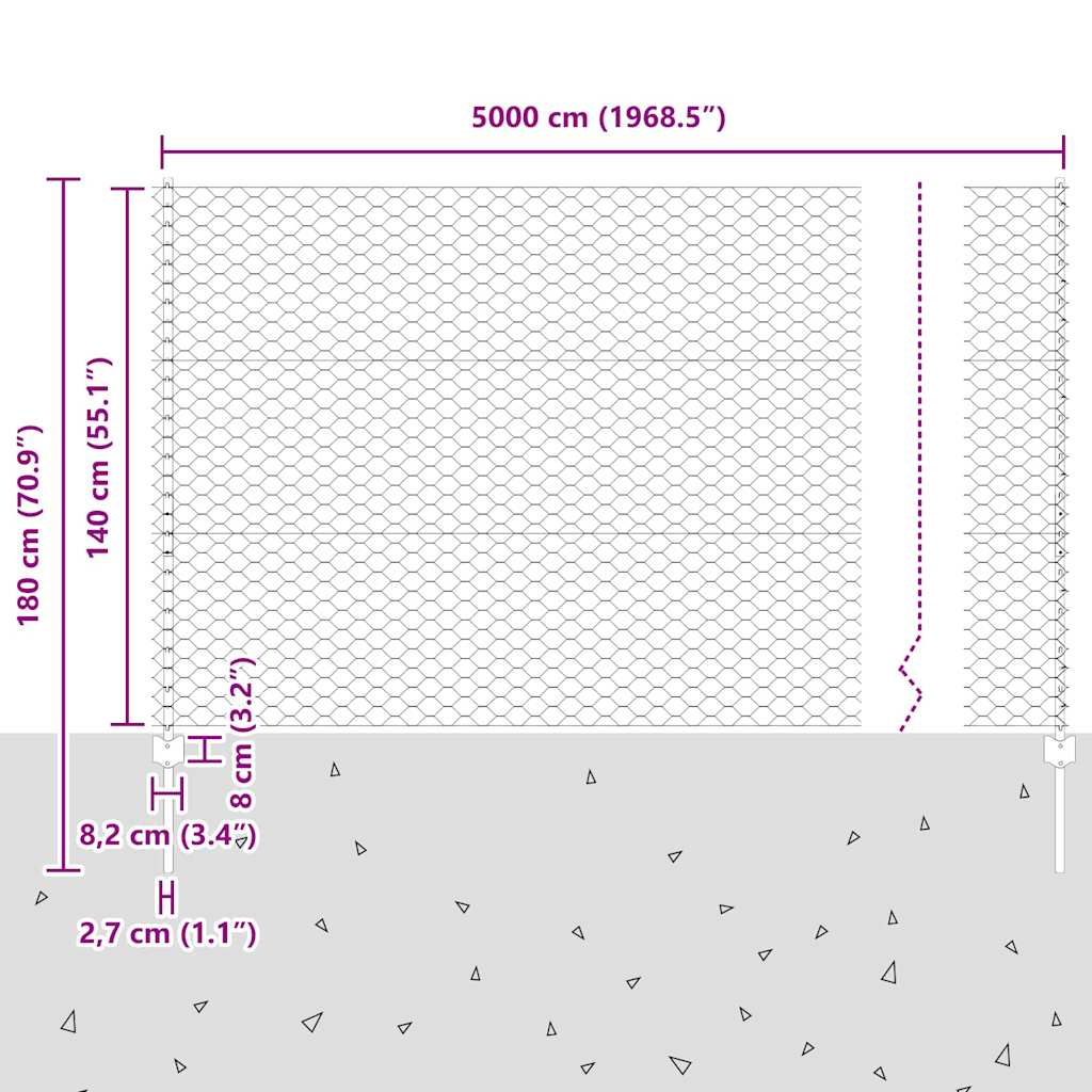 Zavarena žičana ograda 50 x 1,4 m (Š x V) Čelik premazan PVC-om