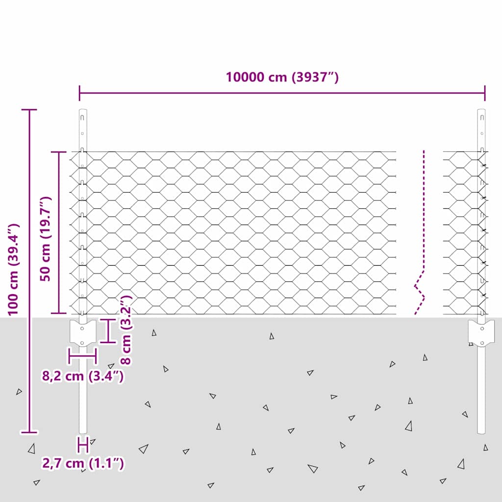 Zavarena žičana ograda 100 x 0,5 m (Š x V)