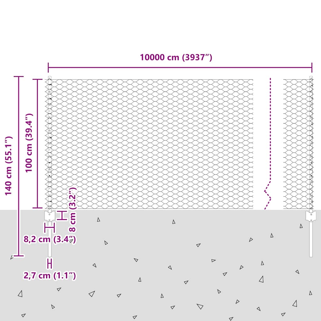 Zavarena žičana ograda 100 x 1 m (Š x V) Čelik premazan PVC-om
