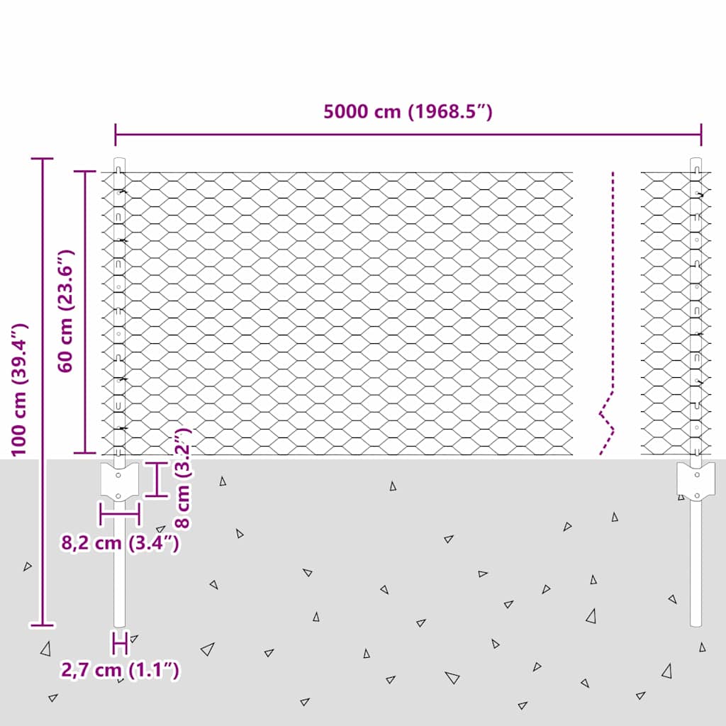 Zavarena žičana ograda 50 x 0,6 m (Š x V) Čelik premazan PVC-om