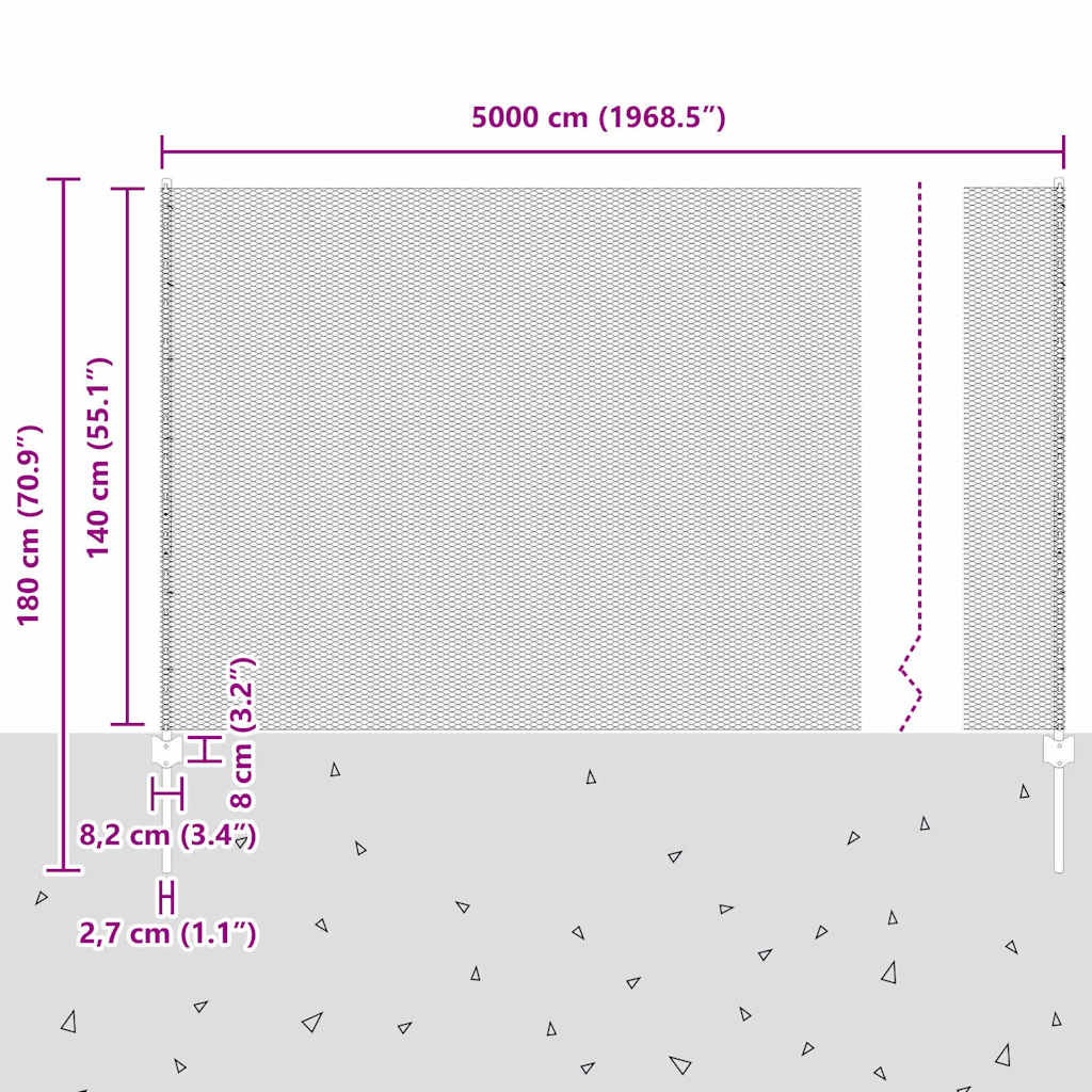 Zavarena žičana ograda 50 x 1,4 m (Š x V) Čelik premazan PVC-om