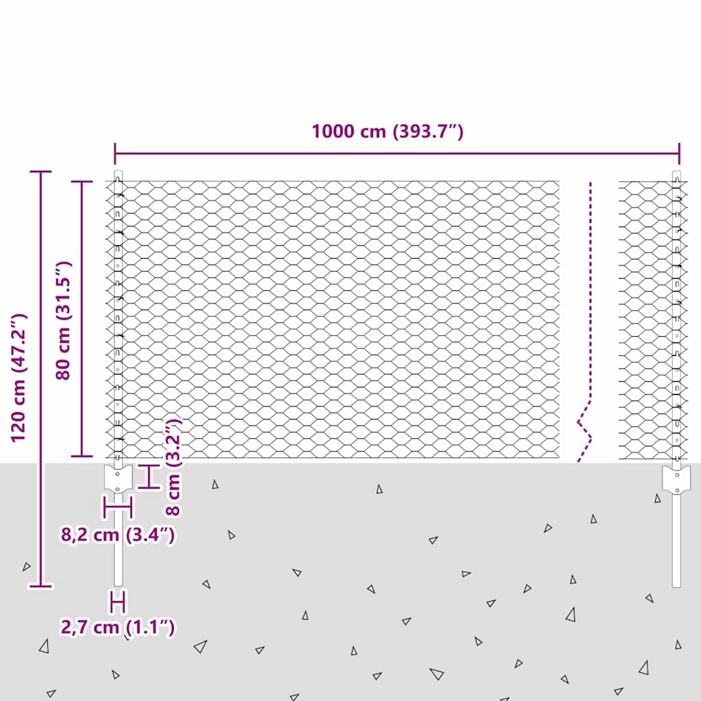Zavarena žičana ograda 10 x 0,8 m (Š x V) Vruće pocinčani čelik