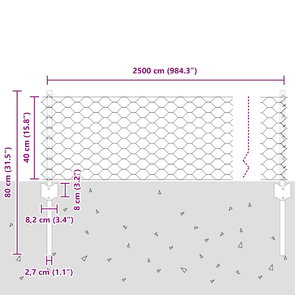 Zavarena žičana ograda 25 x 0,4 m (Š x V) Vruće pocinčani čelik