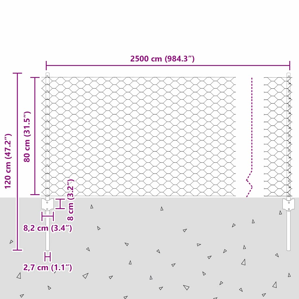 Zavarena žičana ograda 25 x 0,8 m (Š x V) Vruće pocinčani čelik