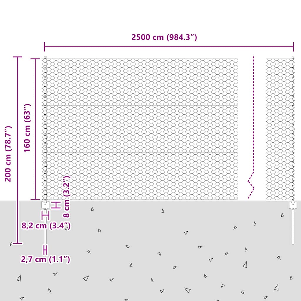 Zavarena žičana ograda 25 x 1,6 m (Š x V) Vruće pocinčani čelik