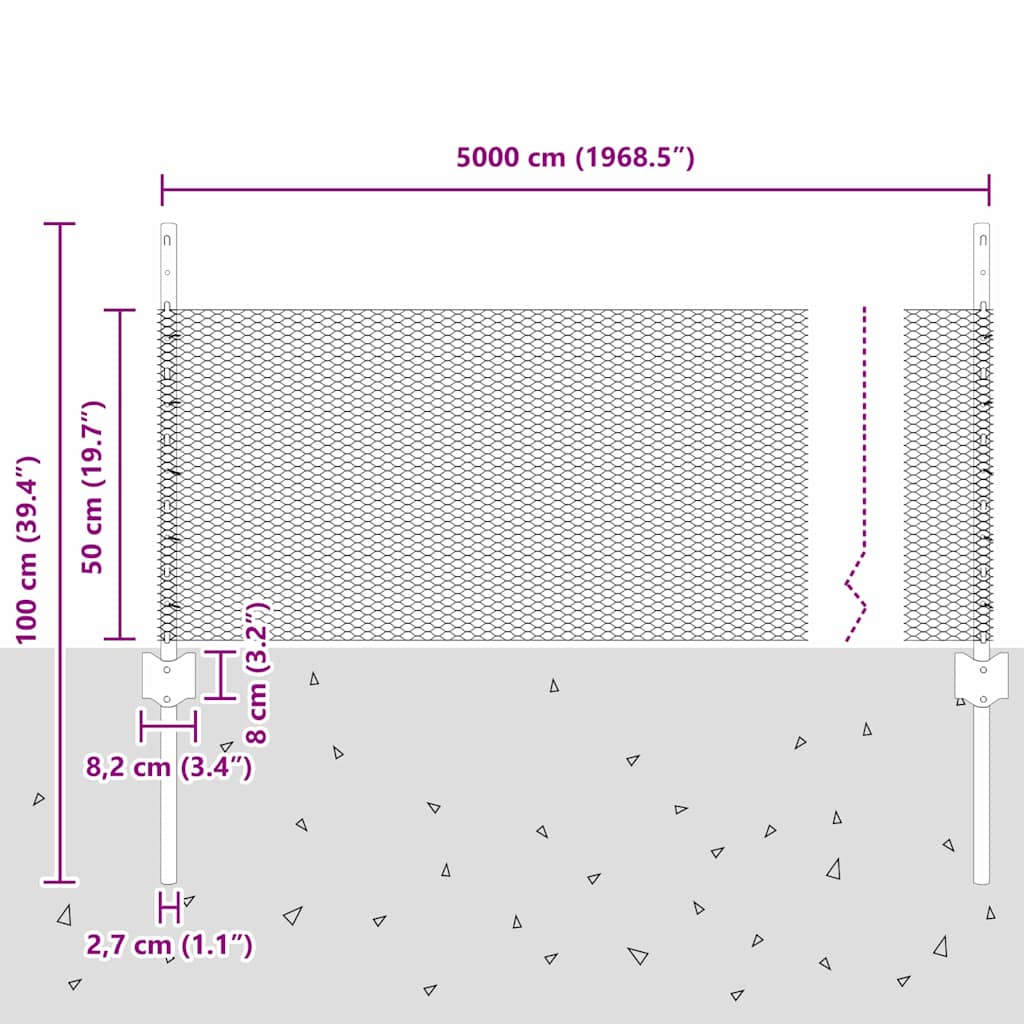 Zavarena žičana ograda 50 x 0,5 m (Š x V) Vruće pocinčani čelik