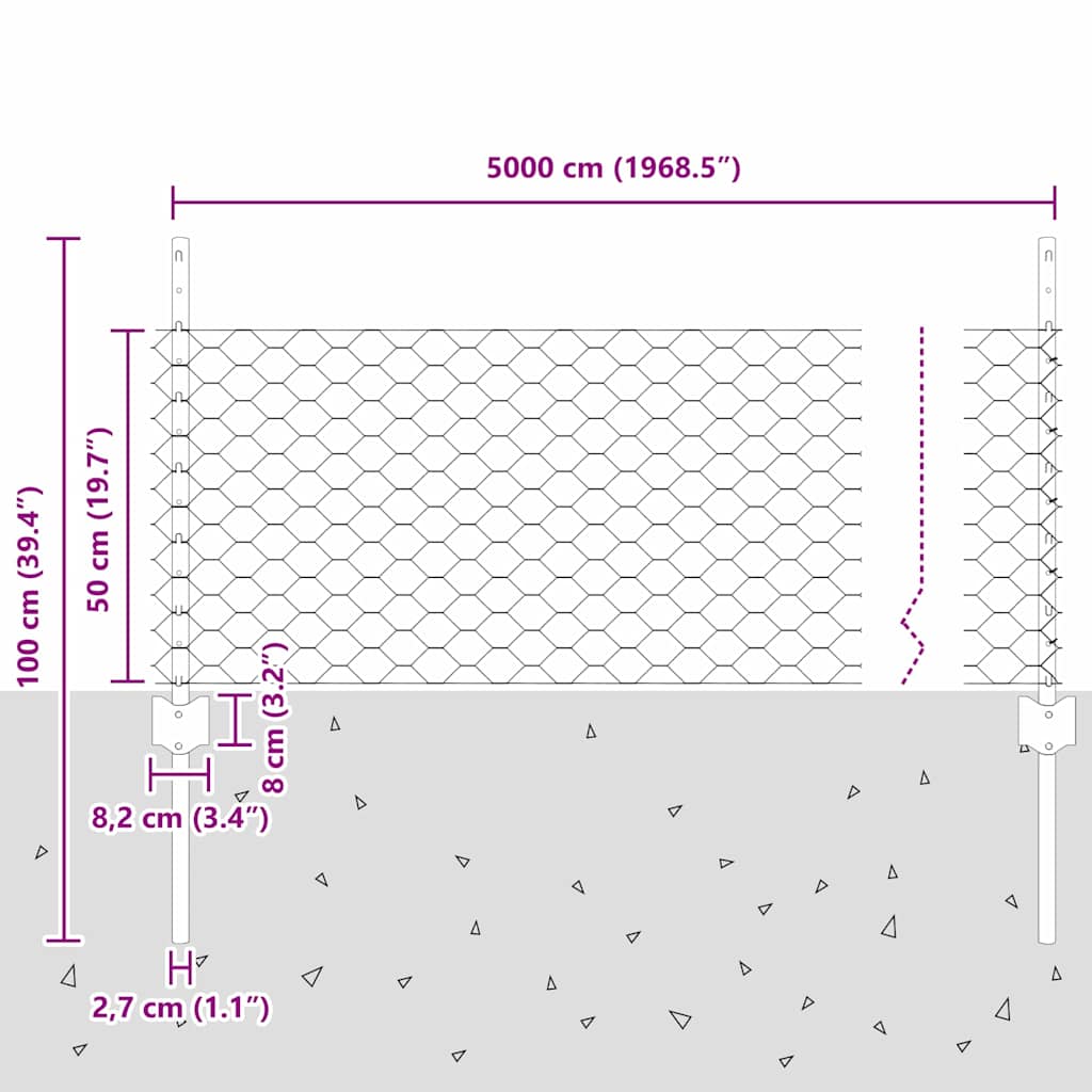 Zavarena žičana ograda 50 x 0,5 m (Š x V) Vruće pocinčani čelik