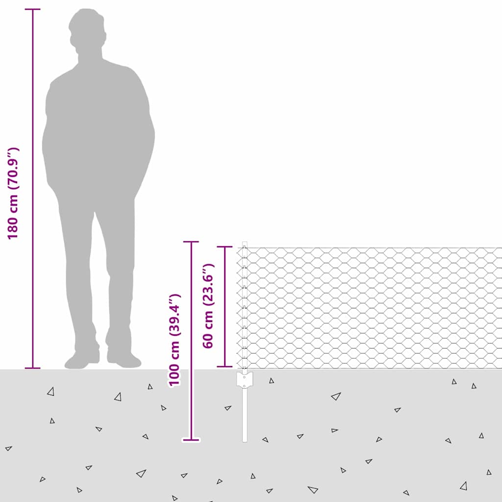 Zavarena žičana ograda 50 x 0,6 m (Š x V) Vruće pocinčani čelik