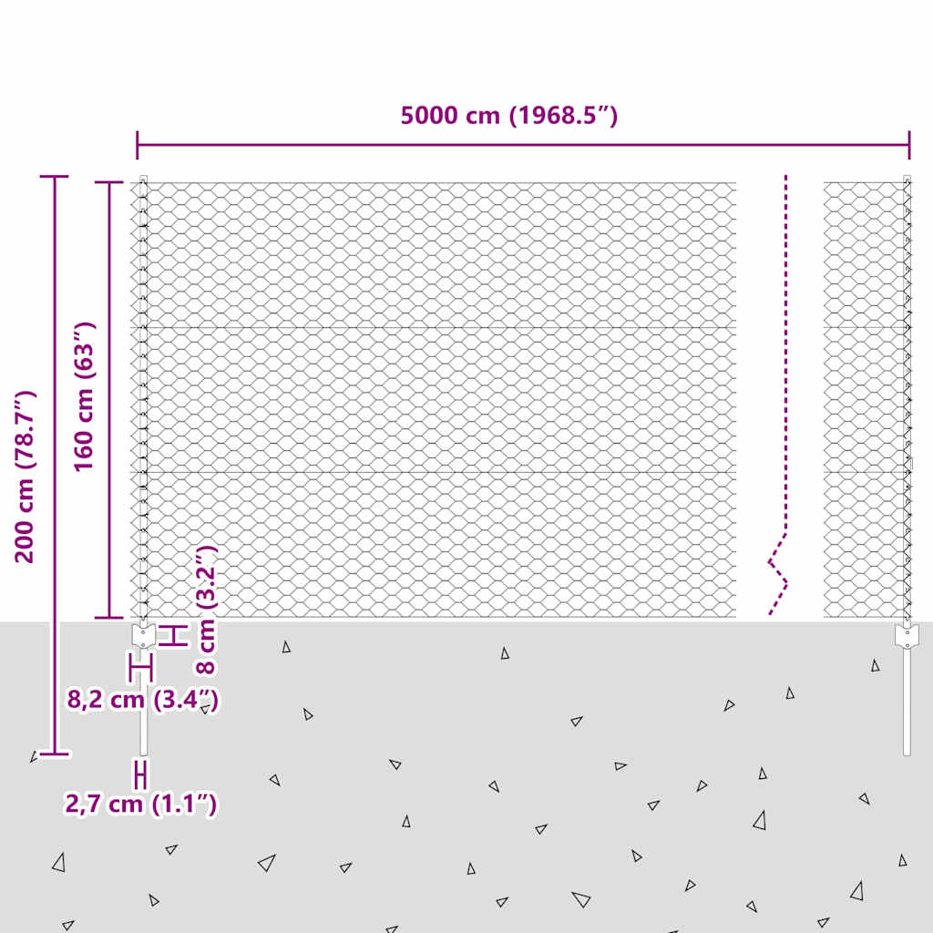 Zavarena žičana ograda 50 x 1,6 m (Š x V) Vruće pocinčani čelik