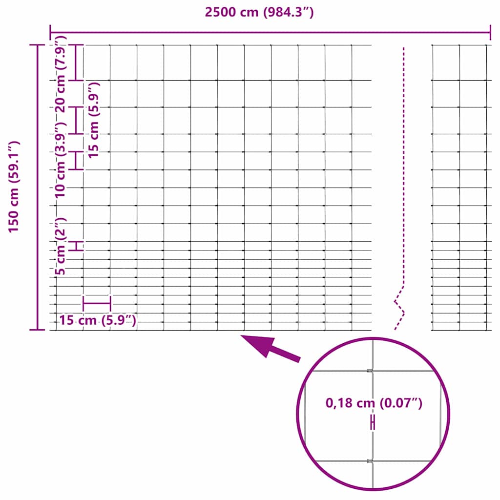 Divlja Ograde s Stupovima 25 x 1,6 m (Š x V)