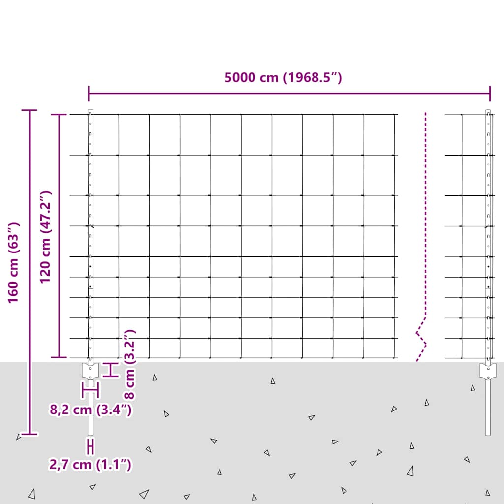 Divlja Ograde s Stupovima 50 x 1,2 m (Š x V)