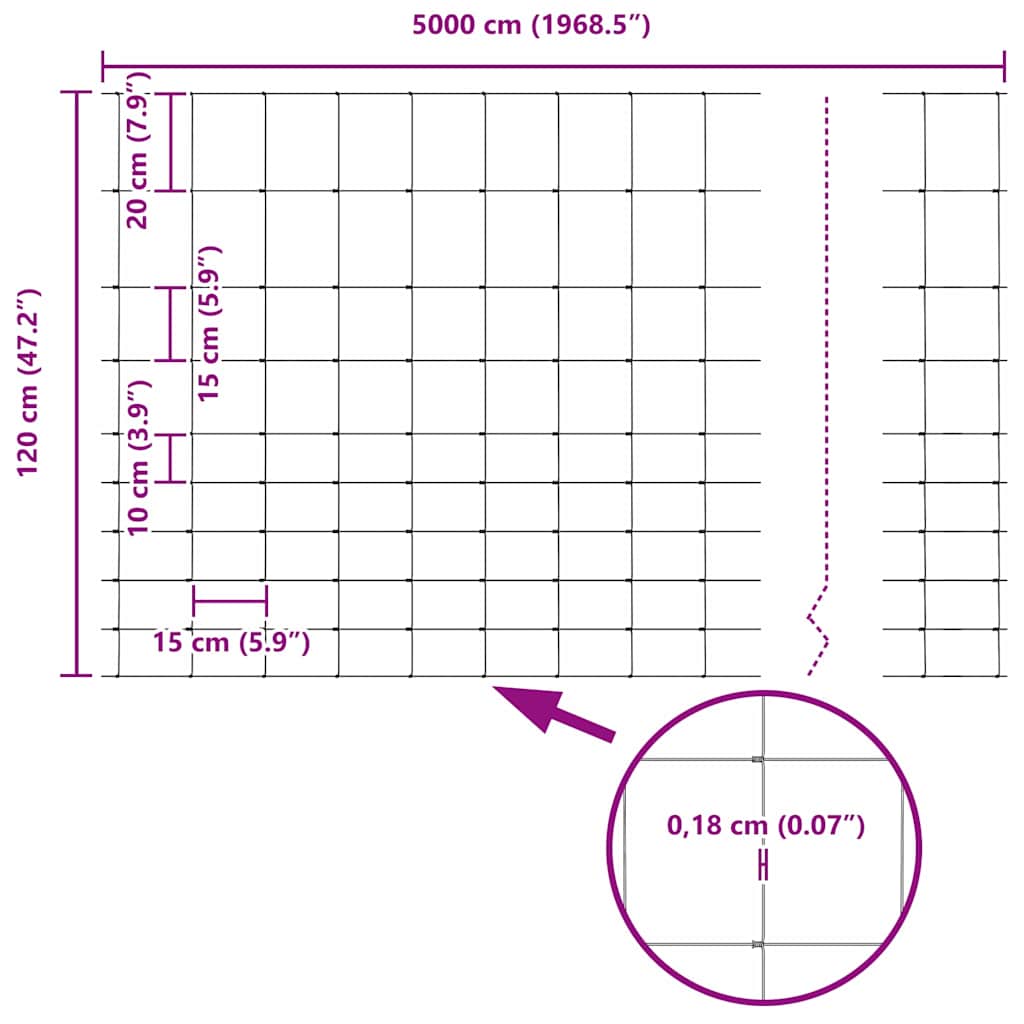 Divlja Ograde s Stupovima 50 x 1,2 m (Š x V)