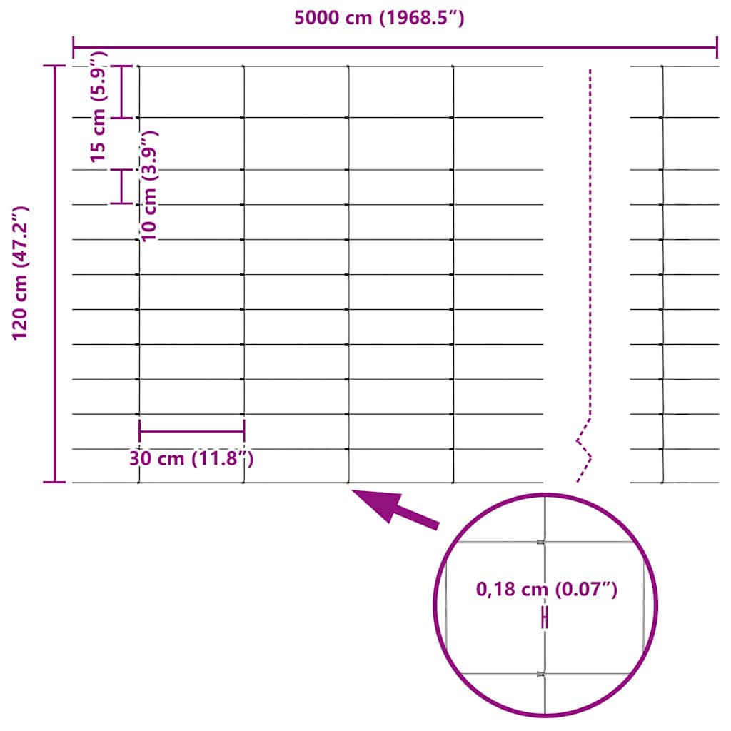 Divlja Ograde s Stupovima 50 x 1,2 m (Š x V)
