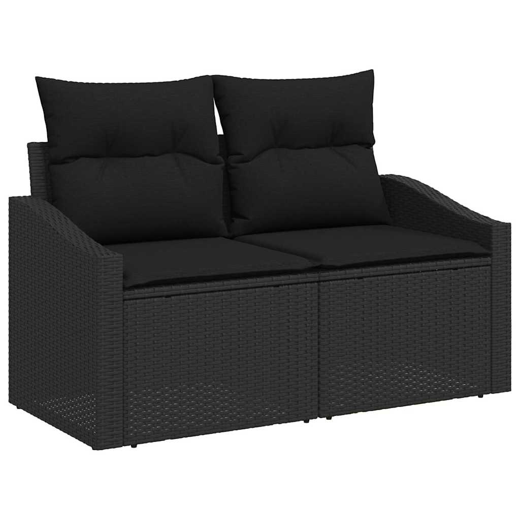 Set sofe s jastukom s jastukom 9 pcs Crna poliratan