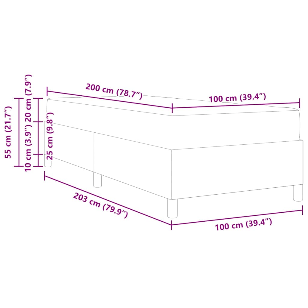 Krevetna konstrukcija Tamno siva 100 x 200 cm tkanina