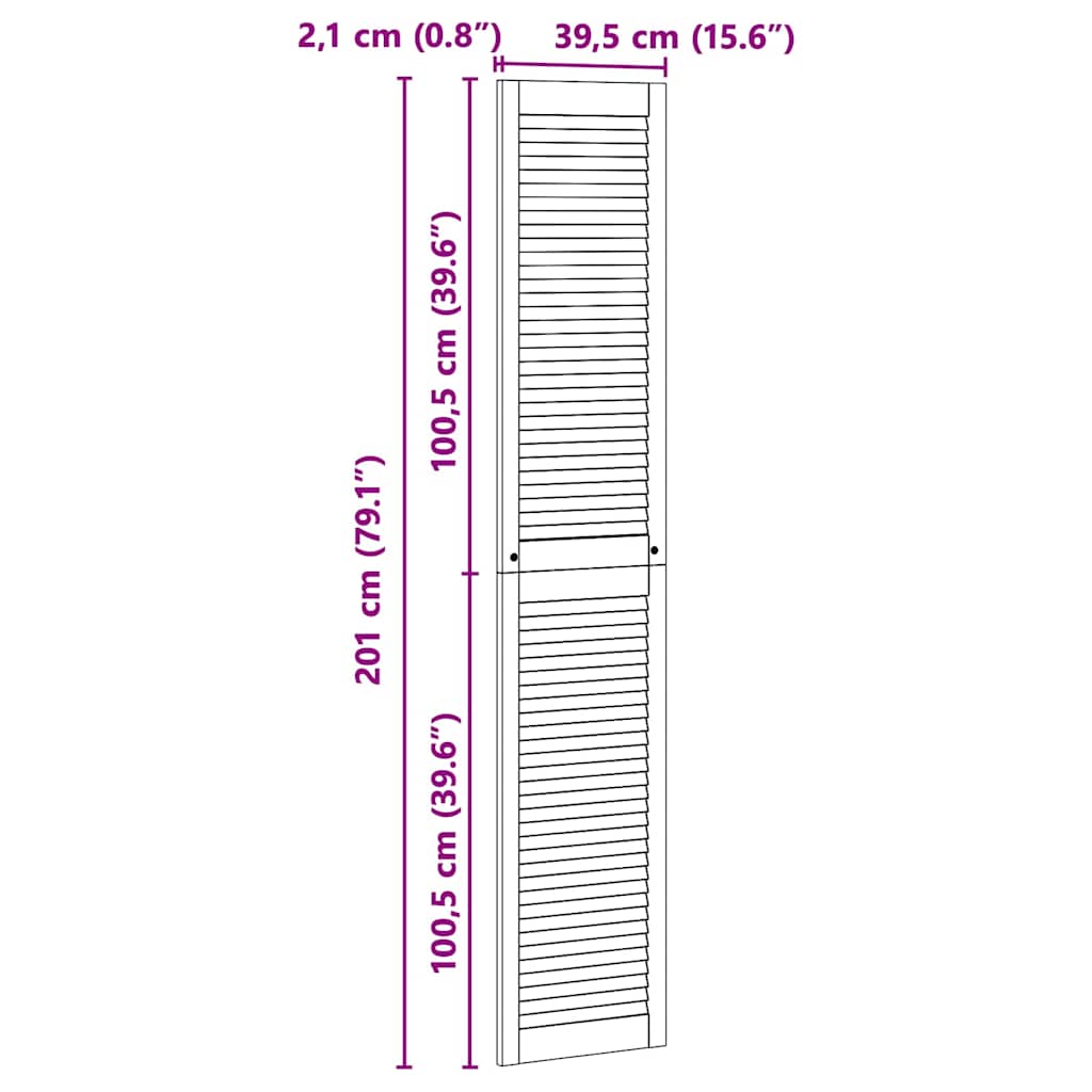 Ormarna vrata Prirodna 201 x 2,1 x 39,5 cm Čvrsto borovo drvo