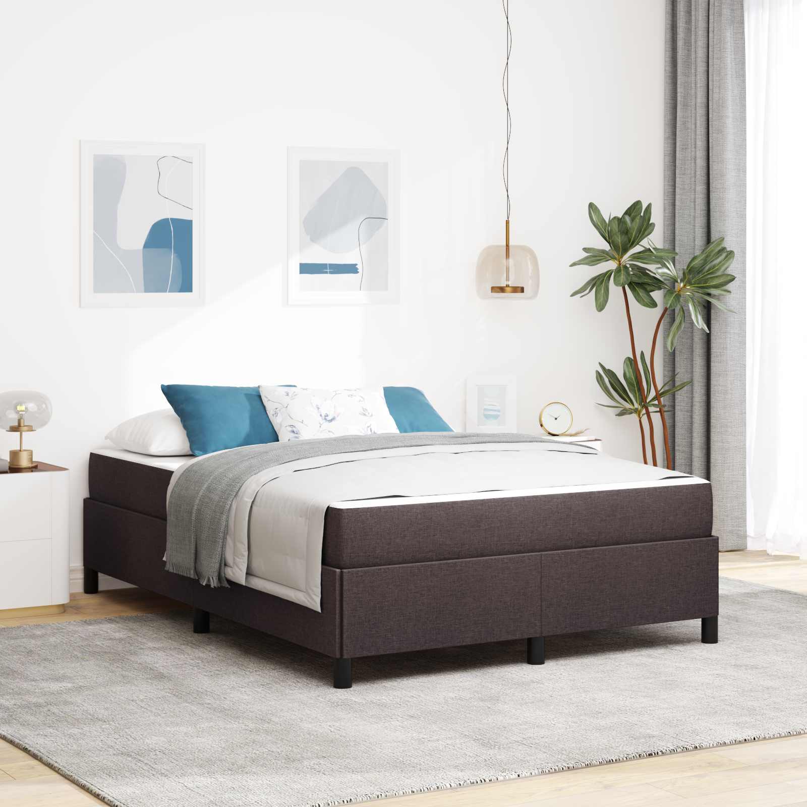 Krevet s opruga kutije Tamno smeđa 140 x 190 cm tkanina