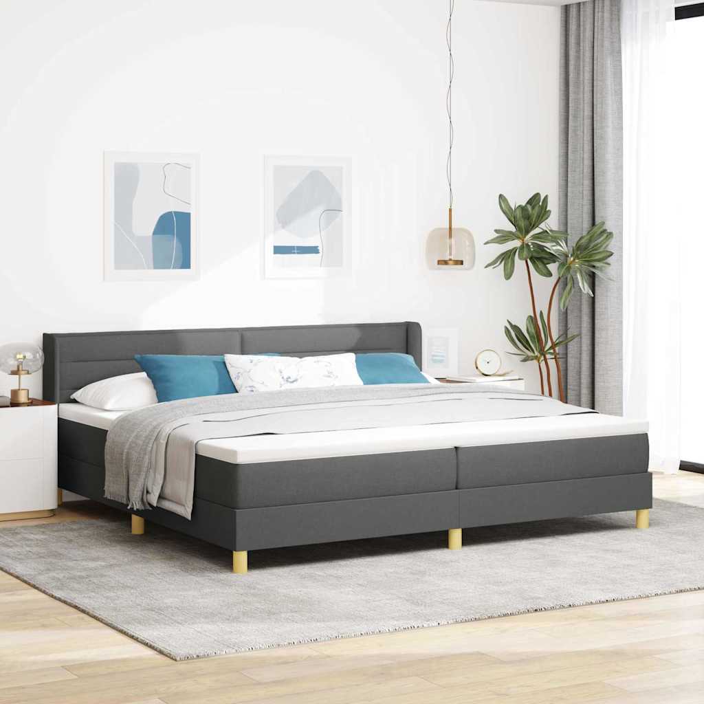 Krevet s opruga kutije Tamno siva 200 x 200 cm tkanina