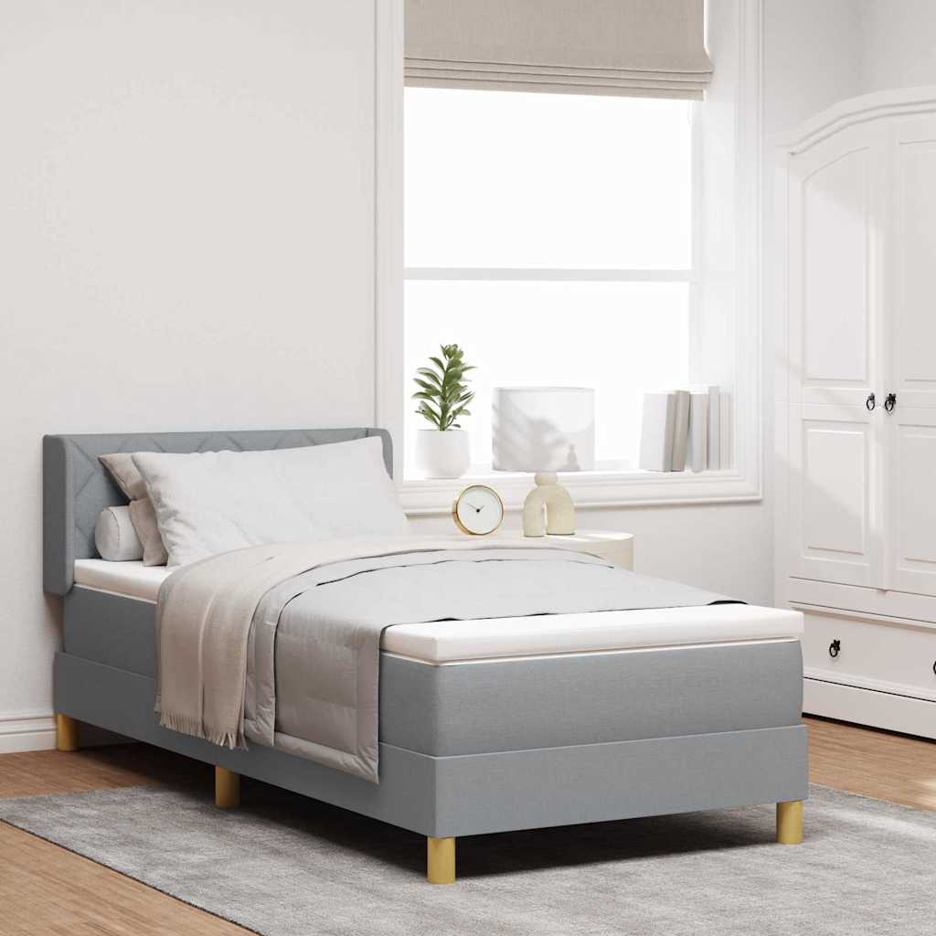 Krevet s opruga kutije Svijetlo siva 190 x 90 cm Poliester