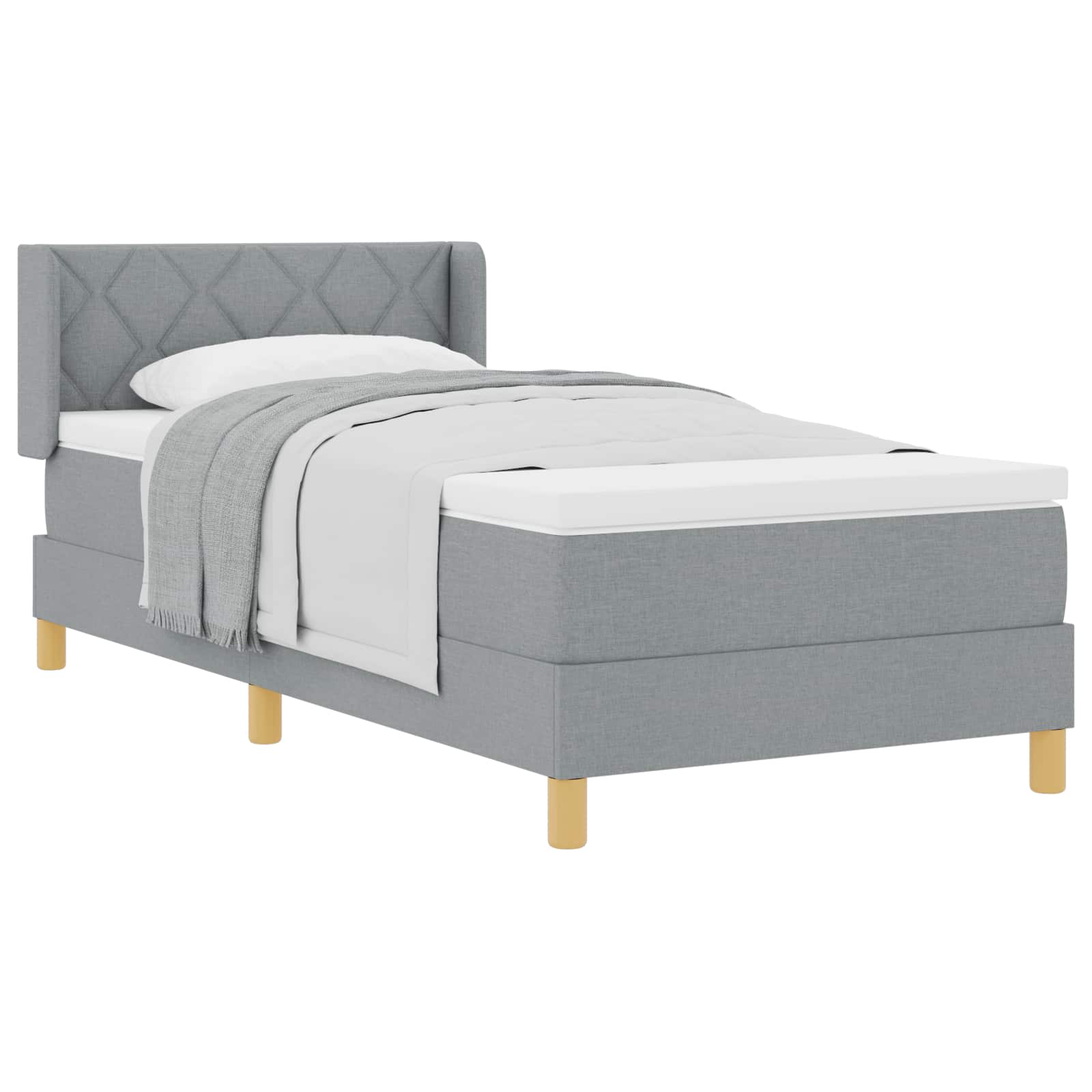 Krevet s opruga kutije Svijetlo siva 190 x 90 cm Poliester