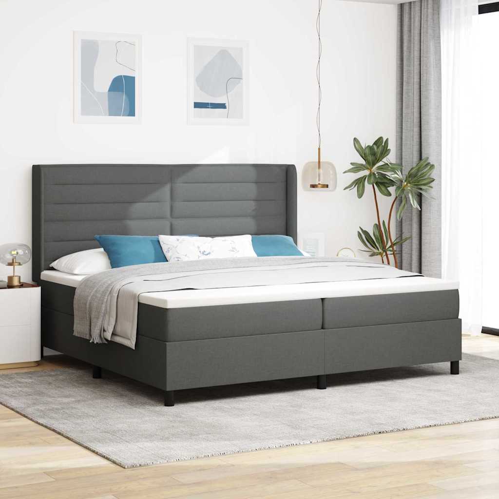 Krevet s opruga kutije Tamno siva 200 x 200 cm tkanina
