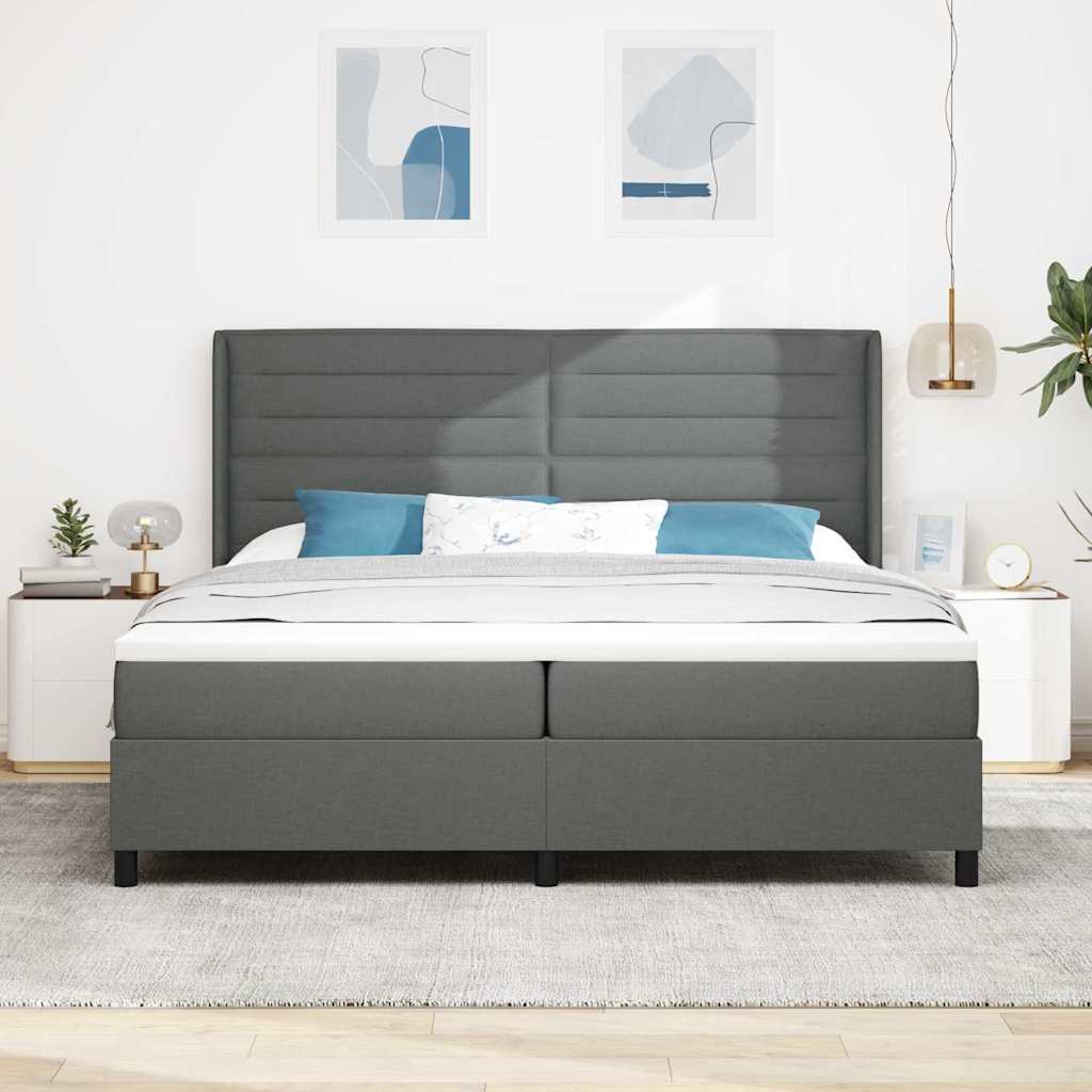 Krevet s opruga kutije Tamno siva 200 x 200 cm tkanina