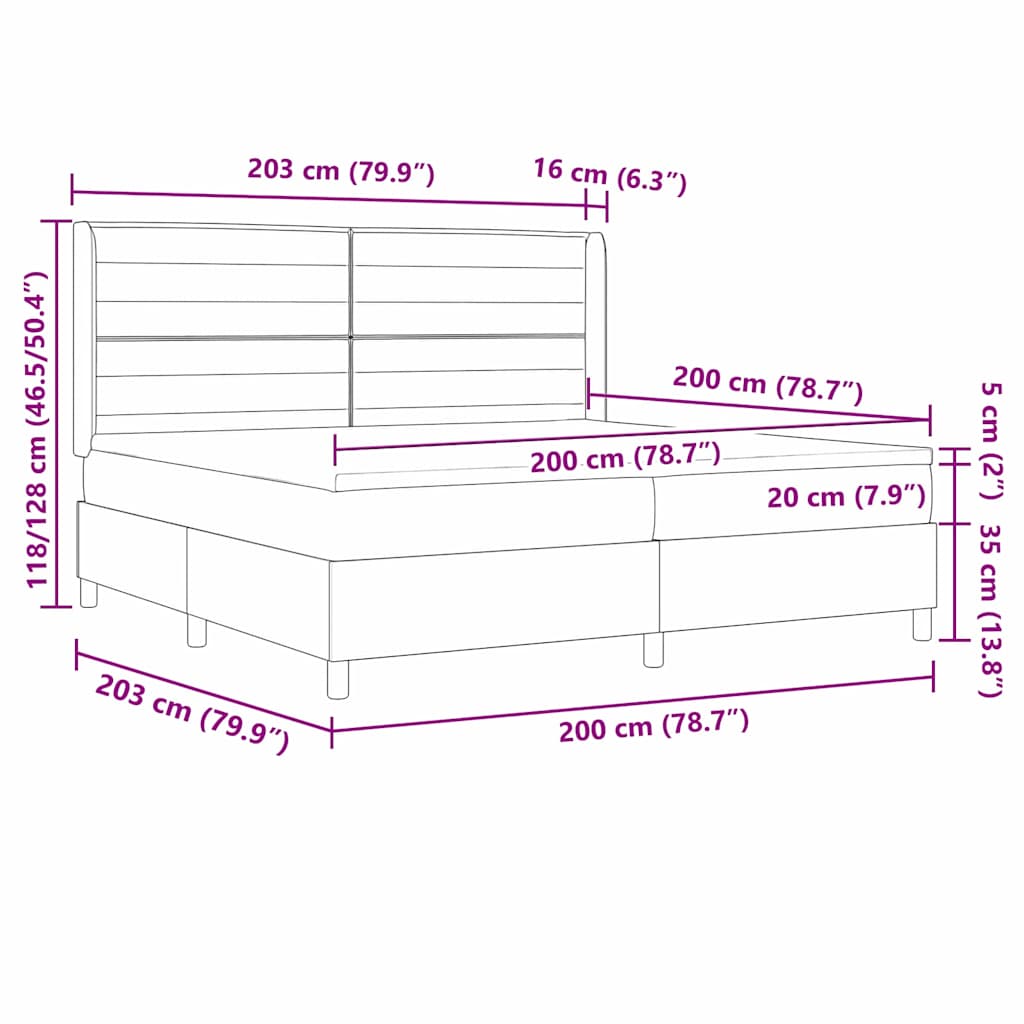 Krevet s opruga kutije Tamno siva 200 x 200 cm tkanina
