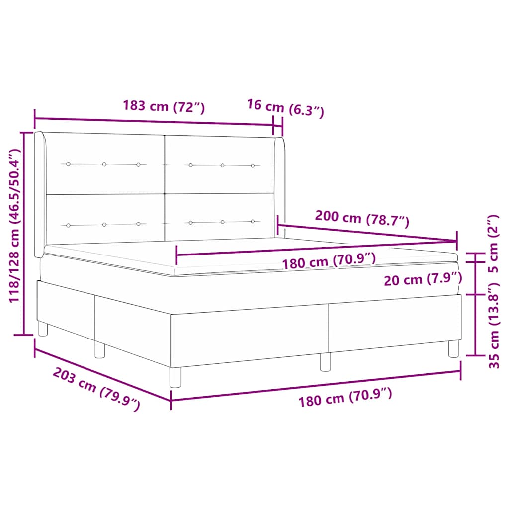 Krevet s opruga kutije Svijetlo siva 180 x 200 cm Baršun