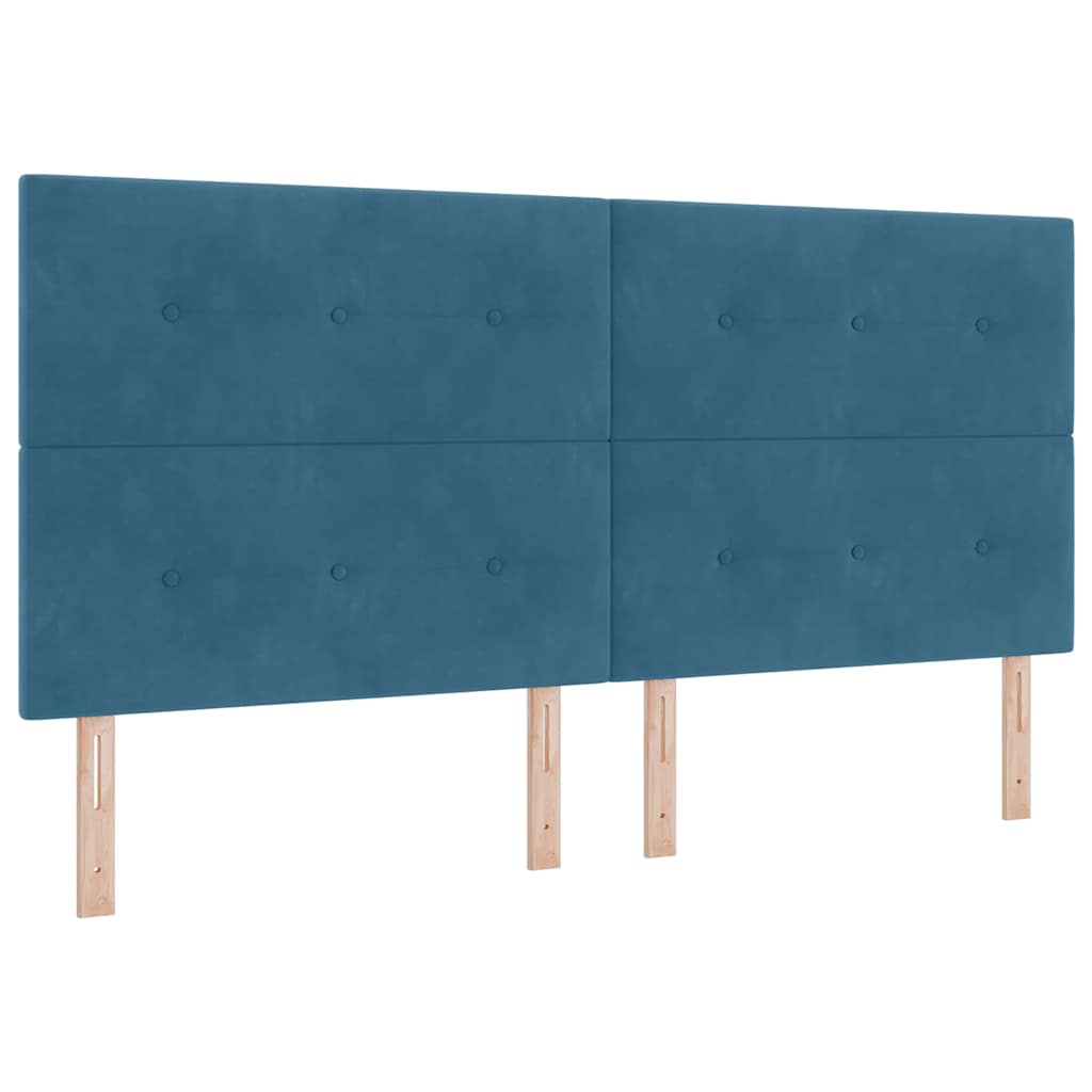 Krevet s opruga kutije s uzglavljem Plava 100 x 200 cm Baršun